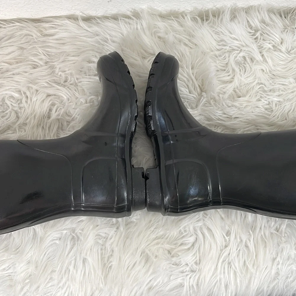 HUNTER Original Tall Black Gloss Rain Boots Waterproof 
Size 7 New - Picture 12 of 16